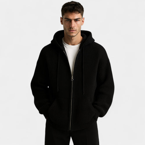 Riche | Gilet zippé à capuche homme en maille – élégance décontractée raffinée