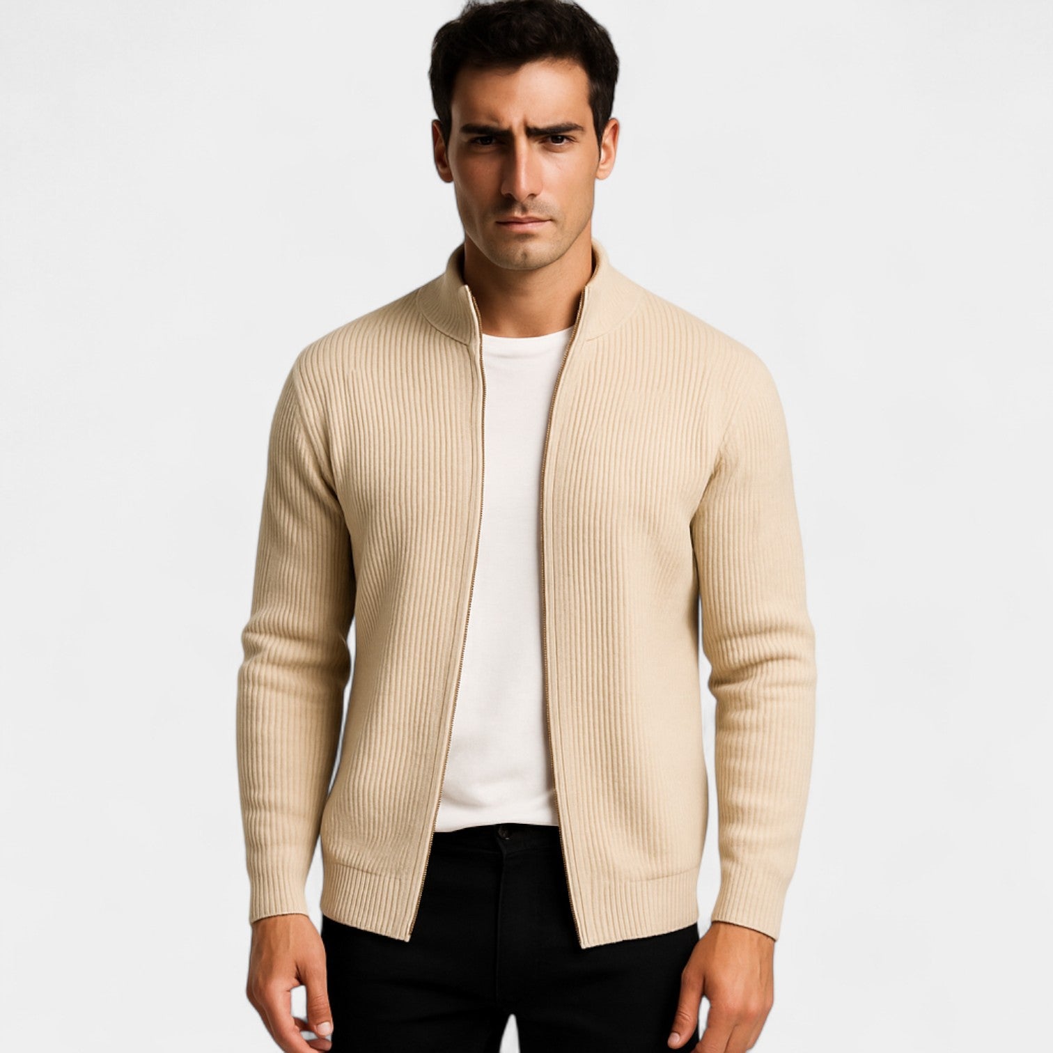 Riche | Cardigan homme maille coupe slim – Style minimal raffiné