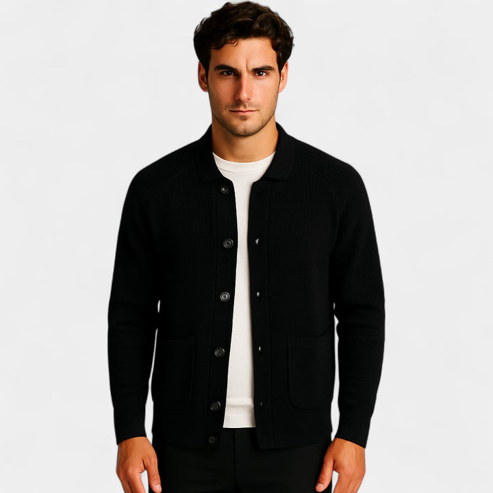 Riche | Men's knit cardigan – button-down crew neck