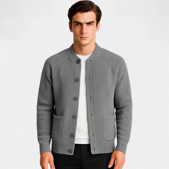 Riche | Men's knit cardigan – button-down crew neck