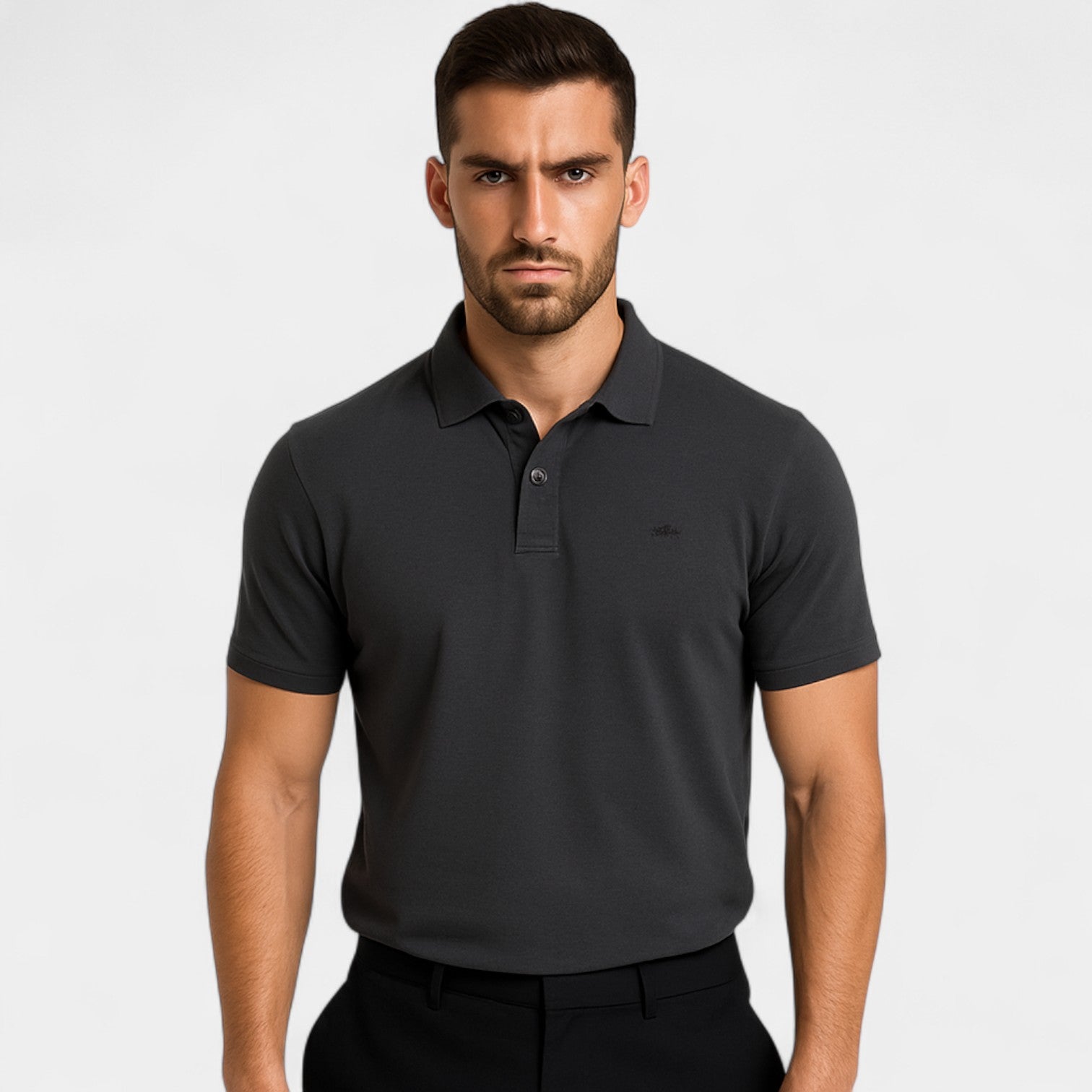 Riche | Polo homme coton brodé - manches courtes col raffiné