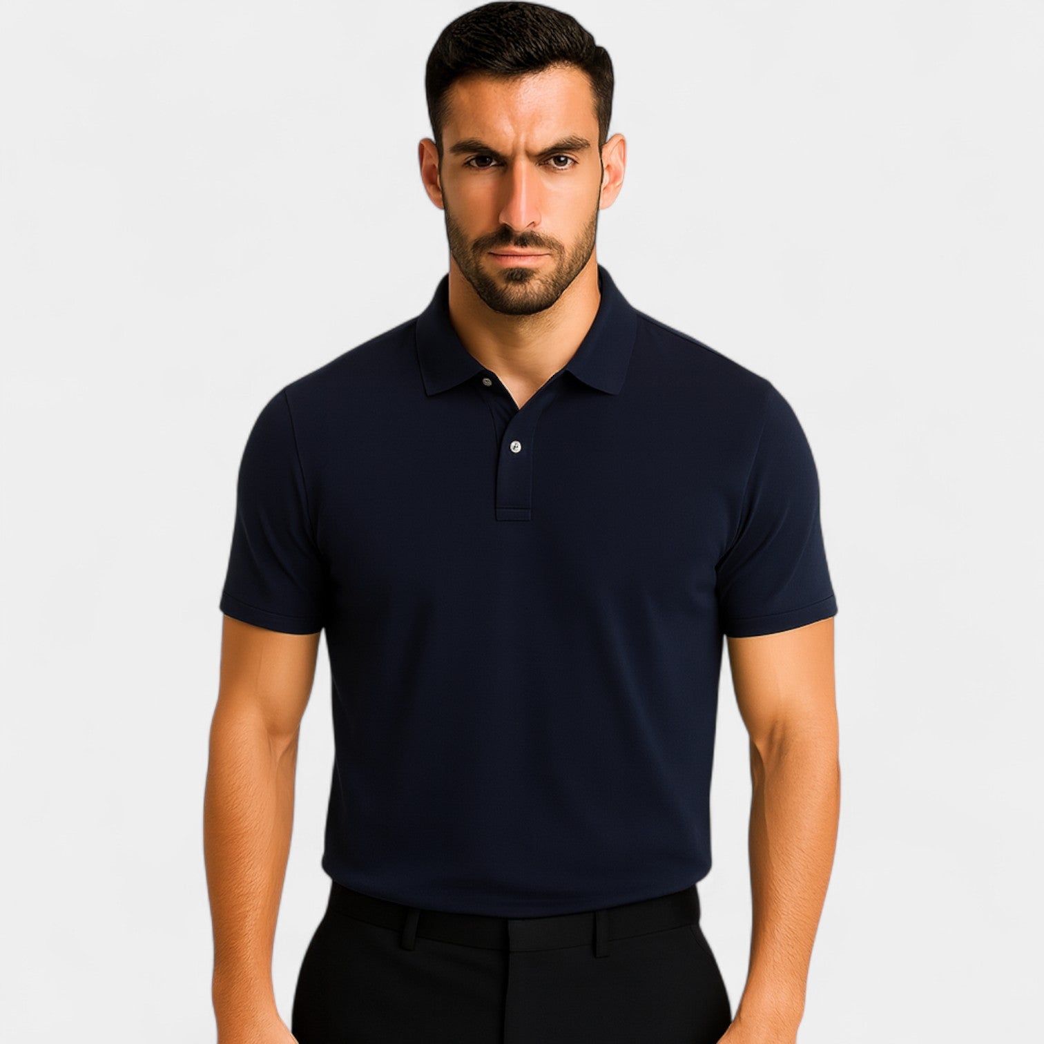 Riche | Polo homme coton brodé - manches courtes col raffiné