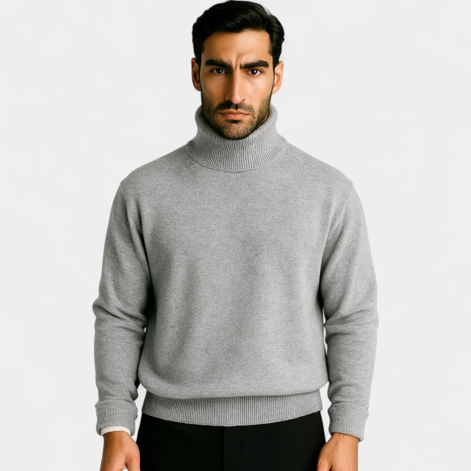 Riche | Pull col roulé homme doublé laine – coupe épaisse velours