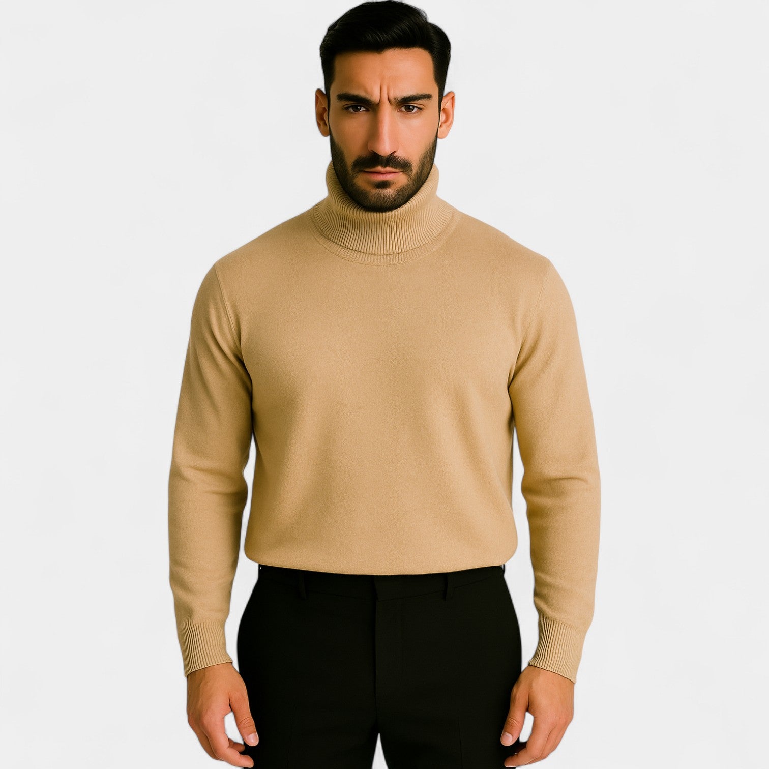 Riche | Pull col roulé homme doublé laine – coupe épaisse velours