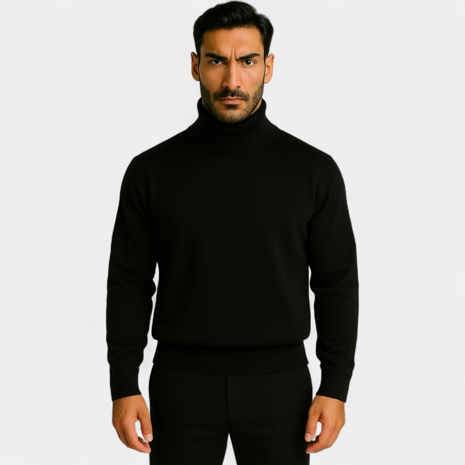 Riche | Pull col roulé homme doublé laine – coupe épaisse velours