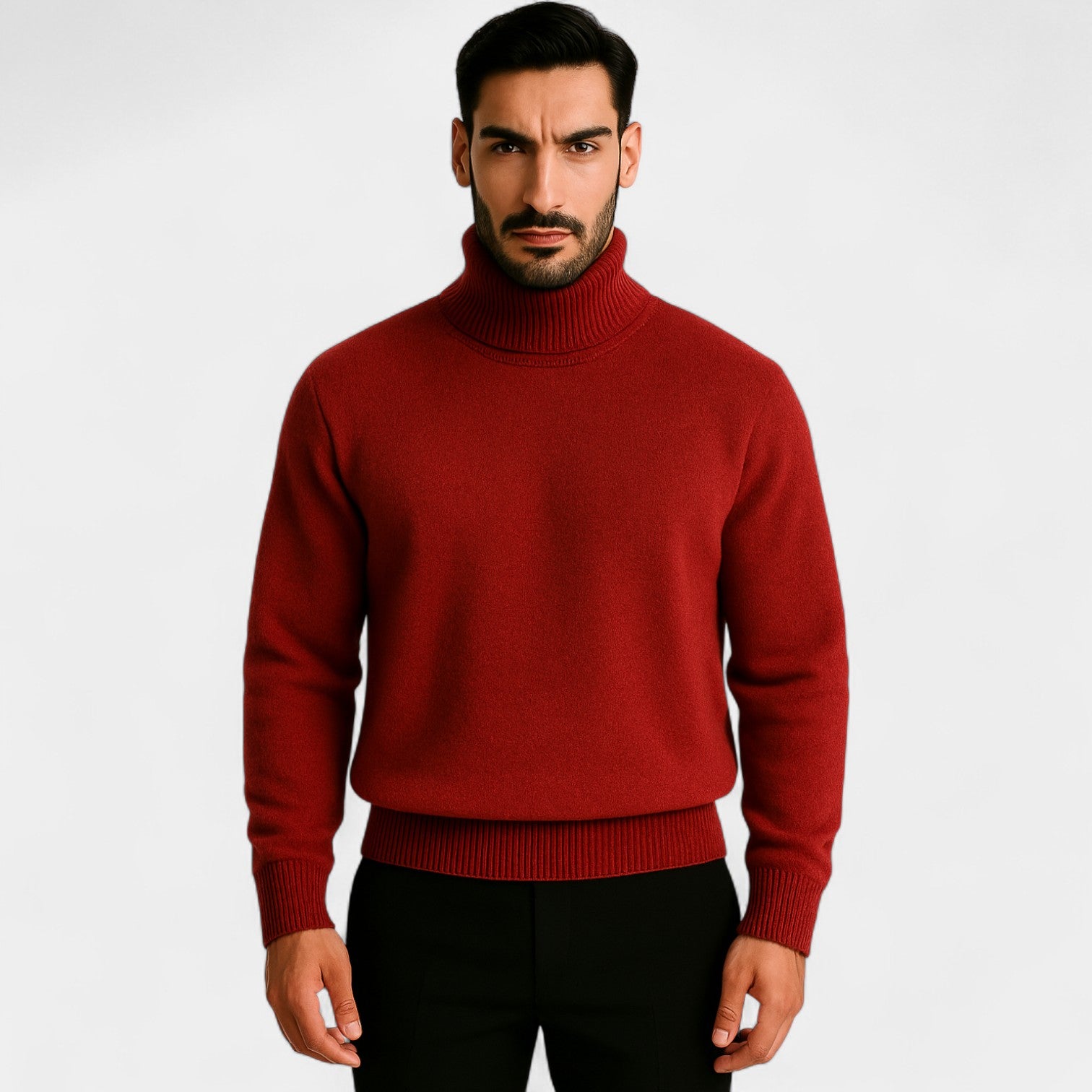 Riche | Pull col roulé homme doublé laine – coupe épaisse velours