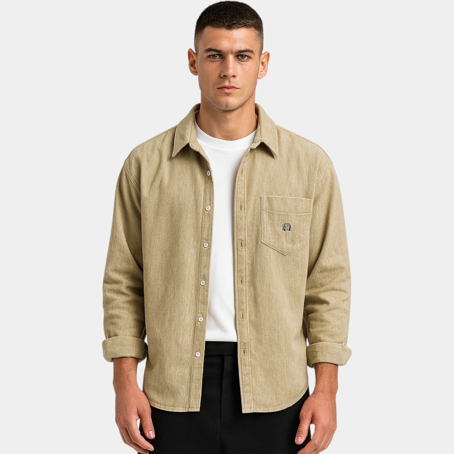 Riche | Chemise homme coton manches longues – brossée ajustée casual