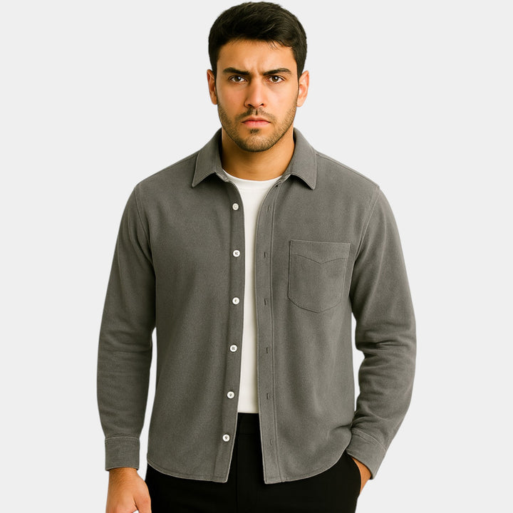 Riche | Men's long-sleeve cotton shirt – brushed, slim-fit, casual