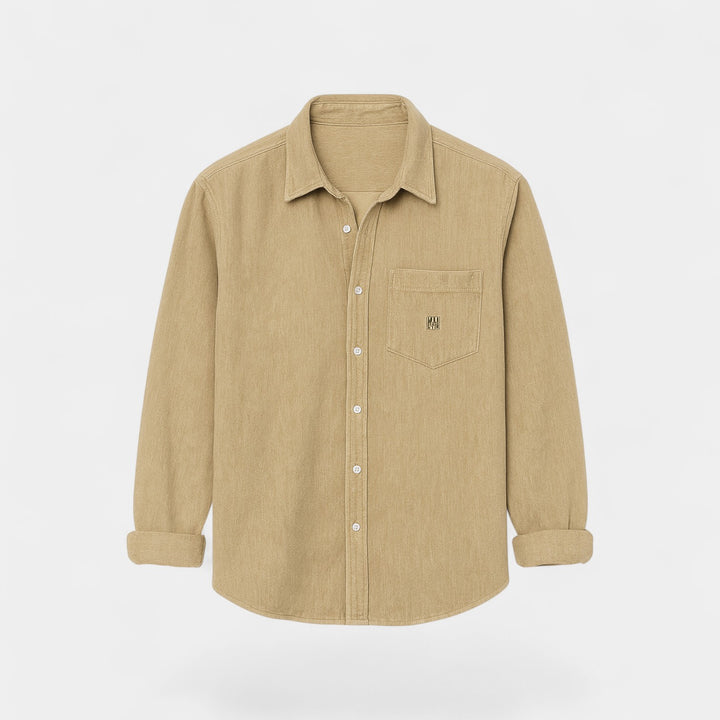 Riche | Men's long-sleeve cotton shirt – brushed, slim-fit, casual