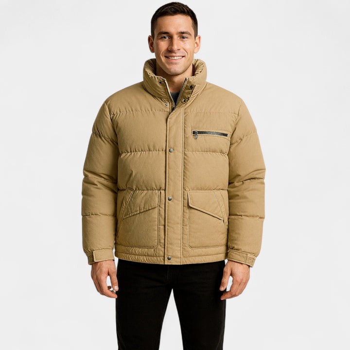 Riche | Doudoune homme col montant coton mélangé – raffiné, chaud, coupe technique