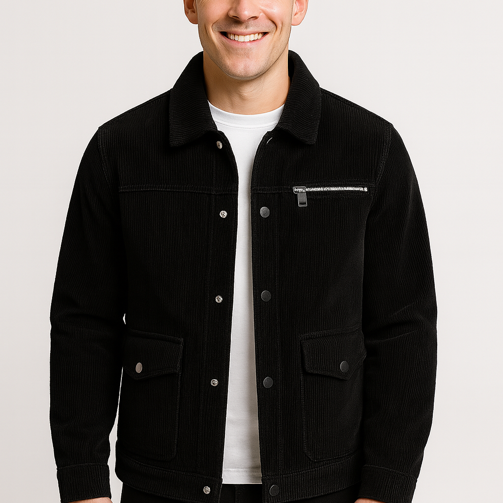 Riche | Veste homme hiver velours côtelé épais coupe rétro – chaude, ajustée, raffinée