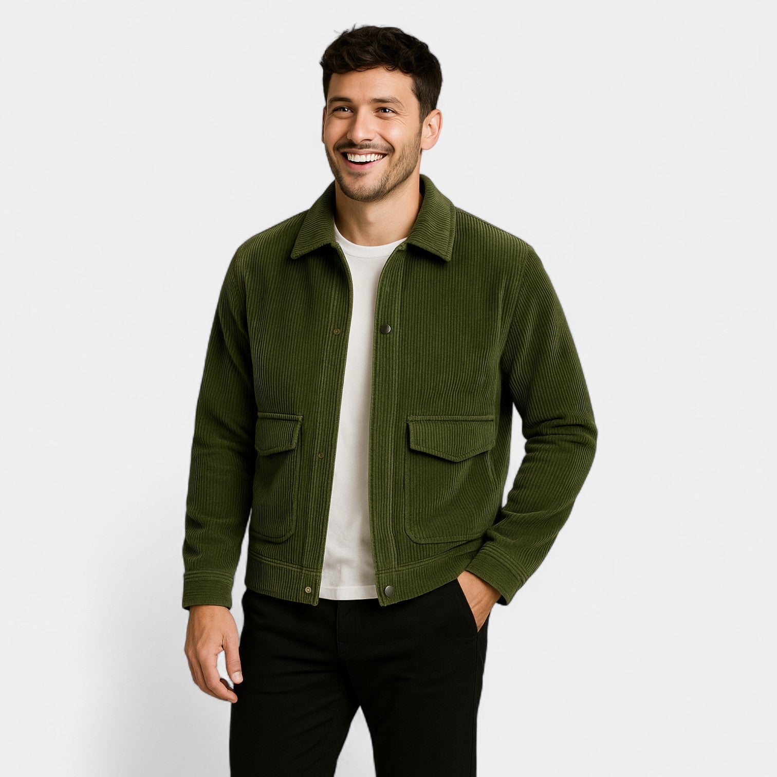 Riche | Veste homme en velours côtelé coupe ample – rétro, raffinée, couche quotidienne
