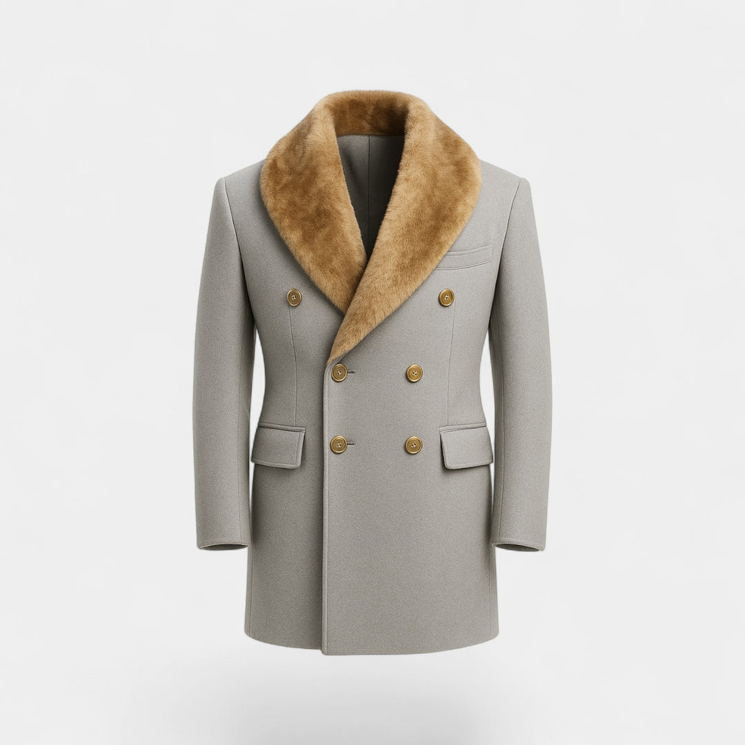 Riche | Veste homme mi-longue col polo en laine – raffinée, ajustée, silhouette hivernale