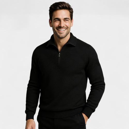 Riche | Pull homme à col revers demi-zip coupe ample – raffiné, décontracté, silhouette moderne