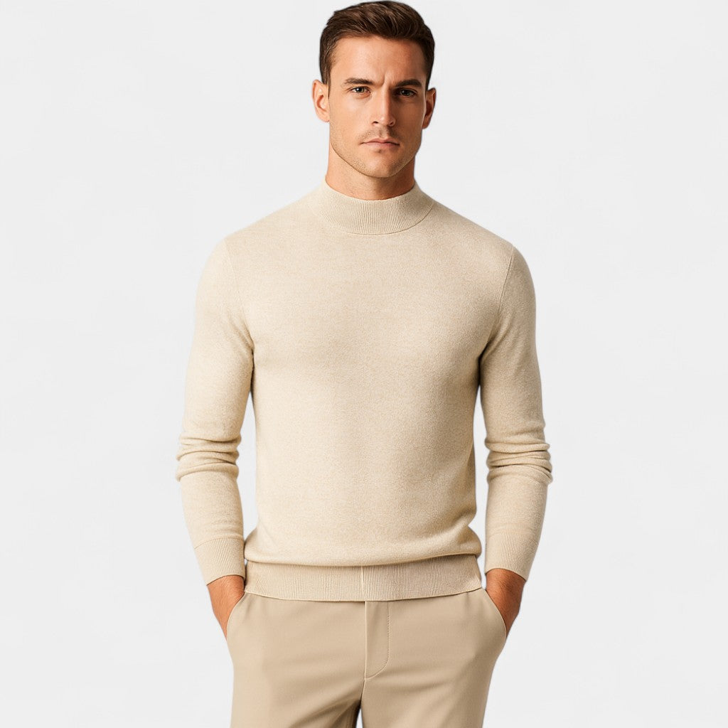 Riche | Pull Homme Col Semi-Montant Rond – Coupe Minimaliste et Luxe