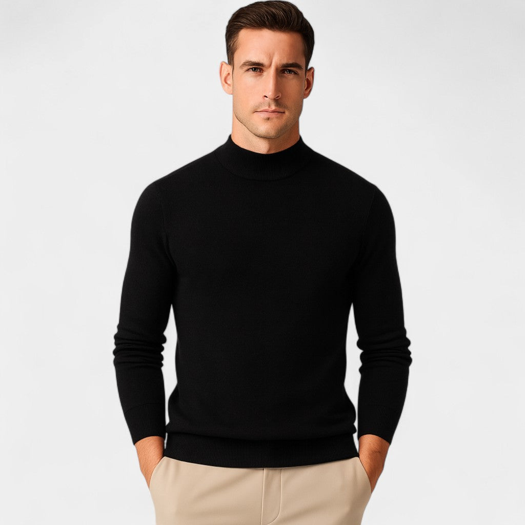 Riche | Pull Homme Col Semi-Montant Rond – Coupe Minimaliste et Luxe