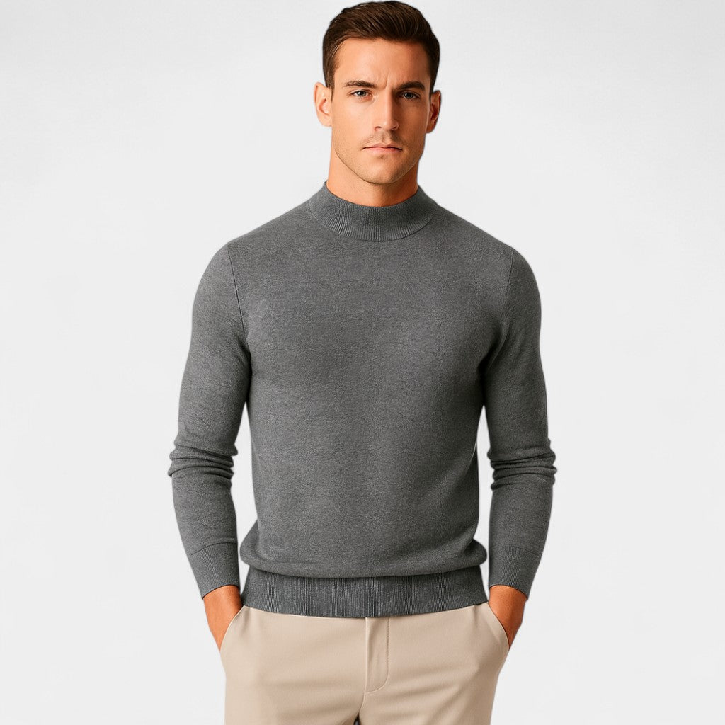 Riche | Pull Homme Col Semi-Montant Rond – Coupe Minimaliste et Luxe