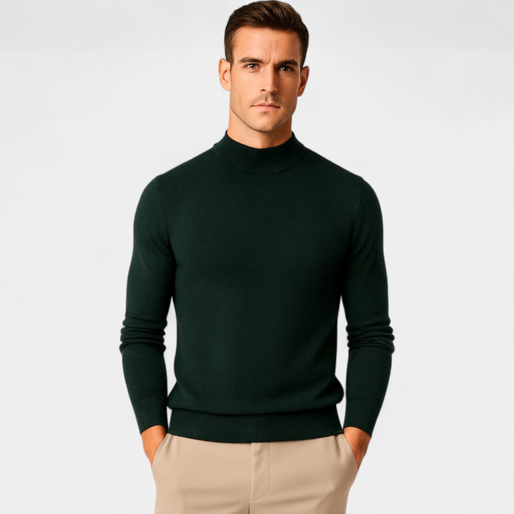 Riche | Pull Homme Col Semi-Montant Rond – Coupe Minimaliste et Luxe