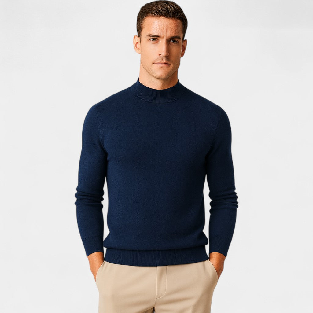 Riche | Pull Homme Col Semi-Montant Rond – Coupe Minimaliste et Luxe