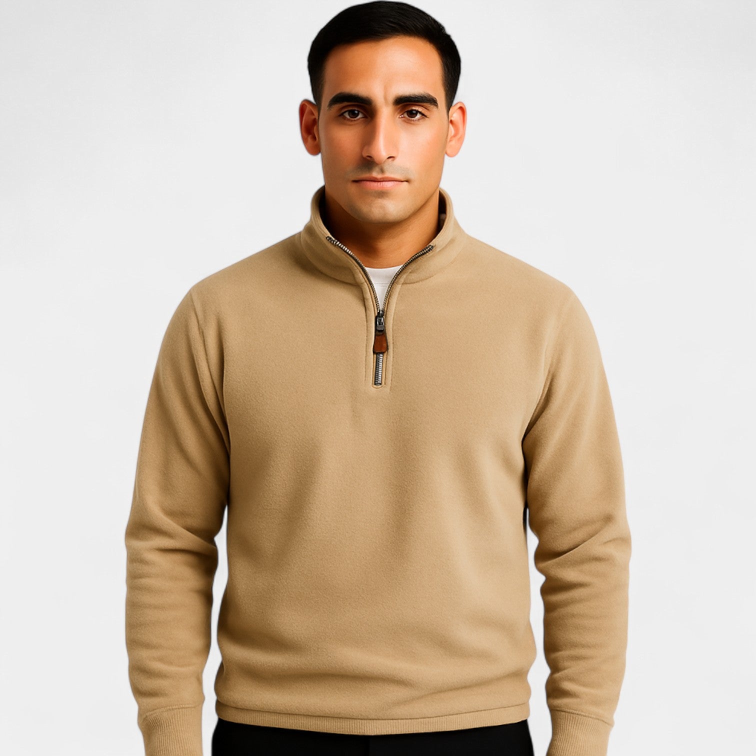 Riche | Sweatshirt homme coton polaire zippé – col montant hiver casual