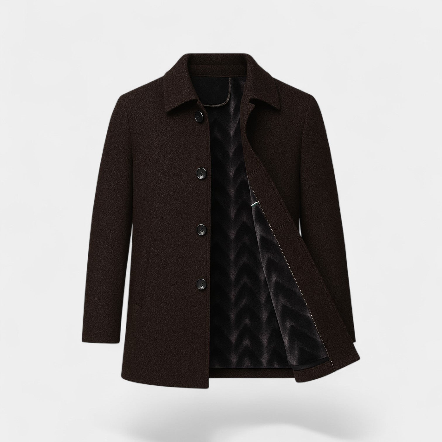 Riche | Manteau trench en laine homme col doublé de fourrure – Élégance d’hiver intemporelle