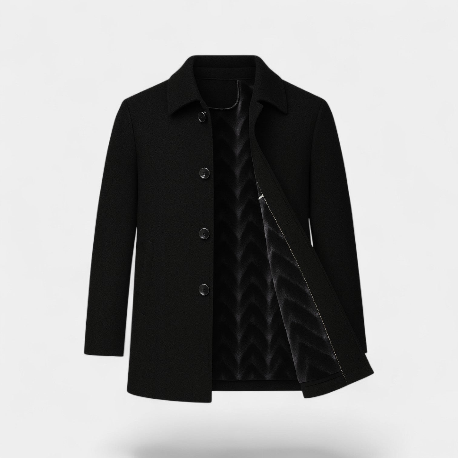 Riche | Manteau trench en laine homme col doublé de fourrure – Élégance d’hiver intemporelle