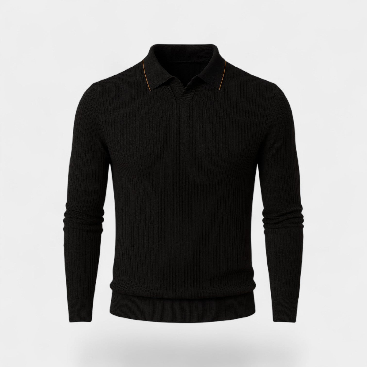 Riche | Polo homme mélange technique manches longues – élégance rayée minimaliste