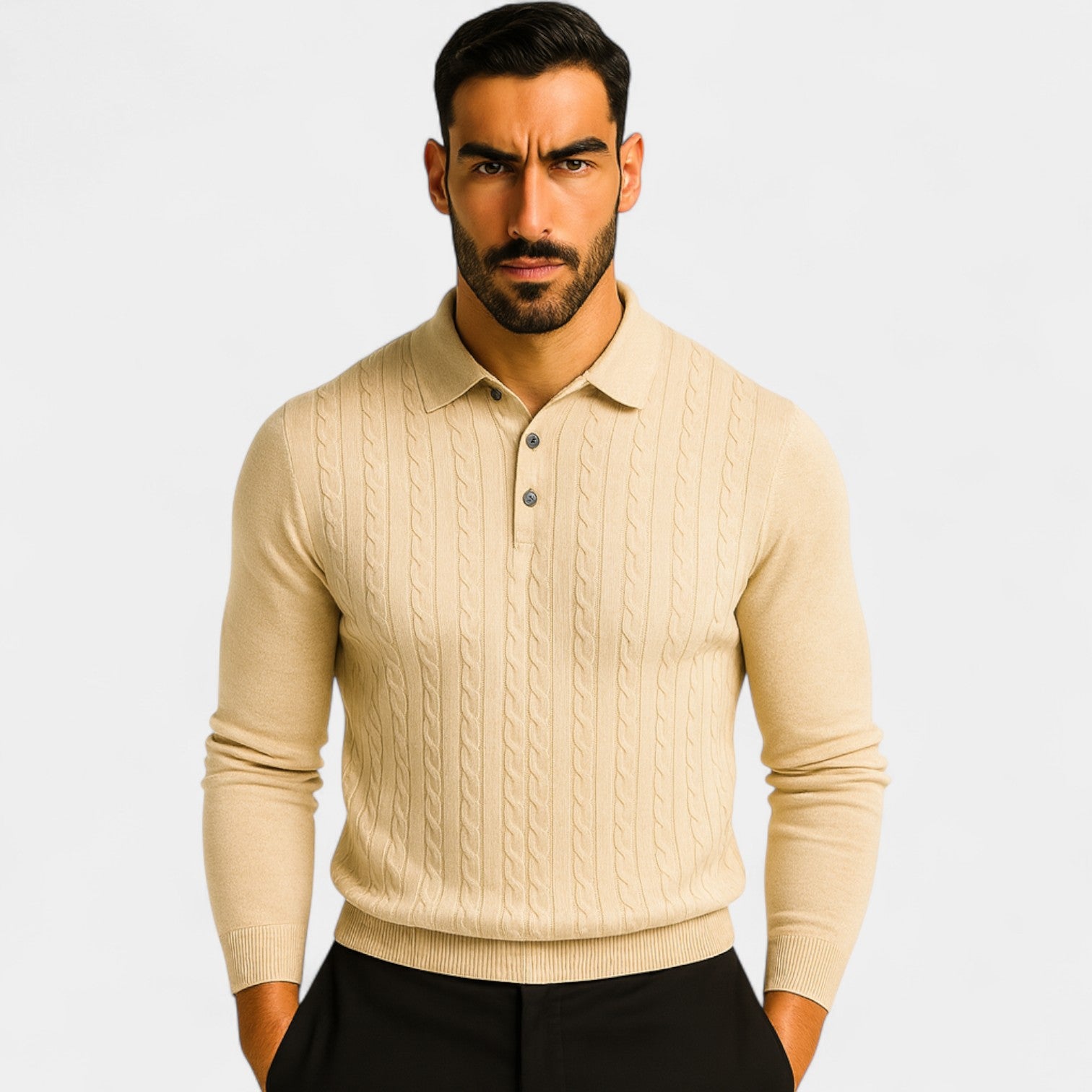 Riche | Polo homme maille coton - Élégance torsadée