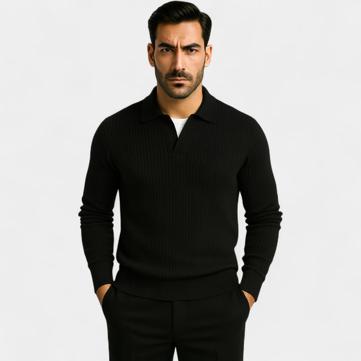 Riche | Men's casual viscose polo shirt – relaxed fit, long sleeves