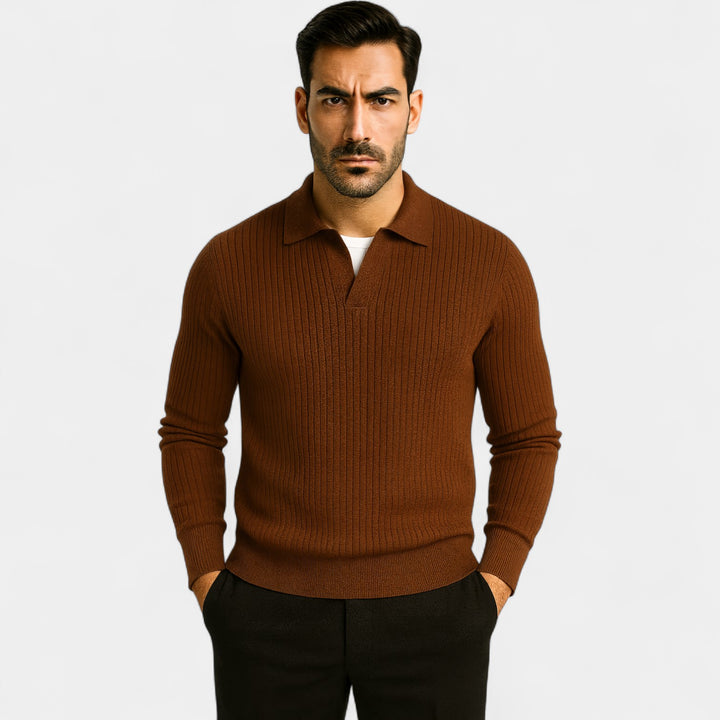 Riche | Men's casual viscose polo shirt – relaxed fit, long sleeves
