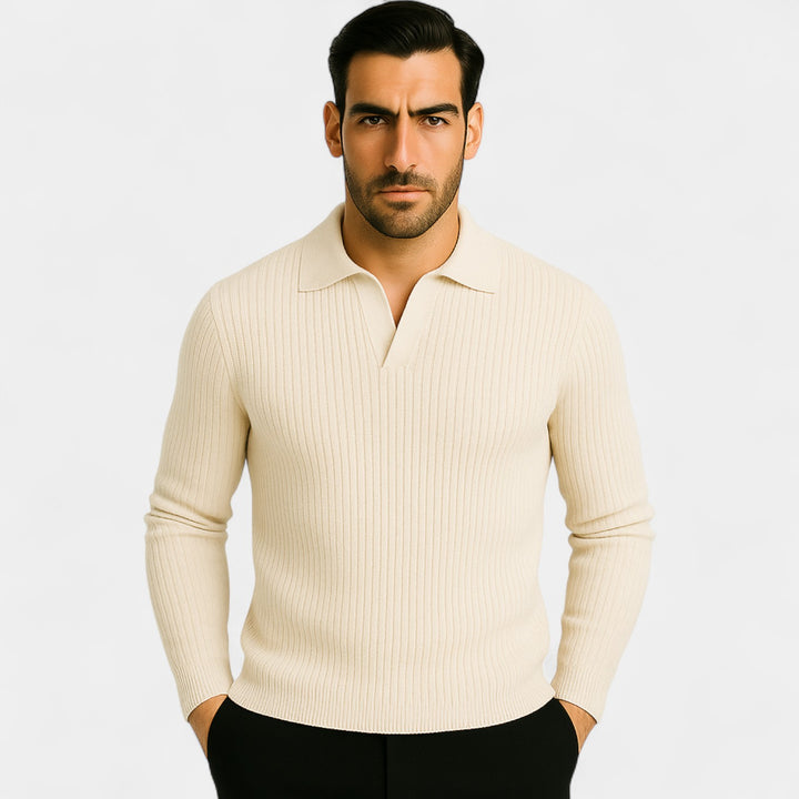 Riche | Men's casual viscose polo shirt – relaxed fit, long sleeves