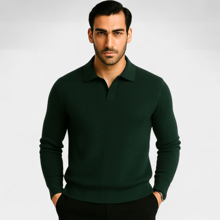 Riche | Men's casual viscose polo shirt – relaxed fit, long sleeves
