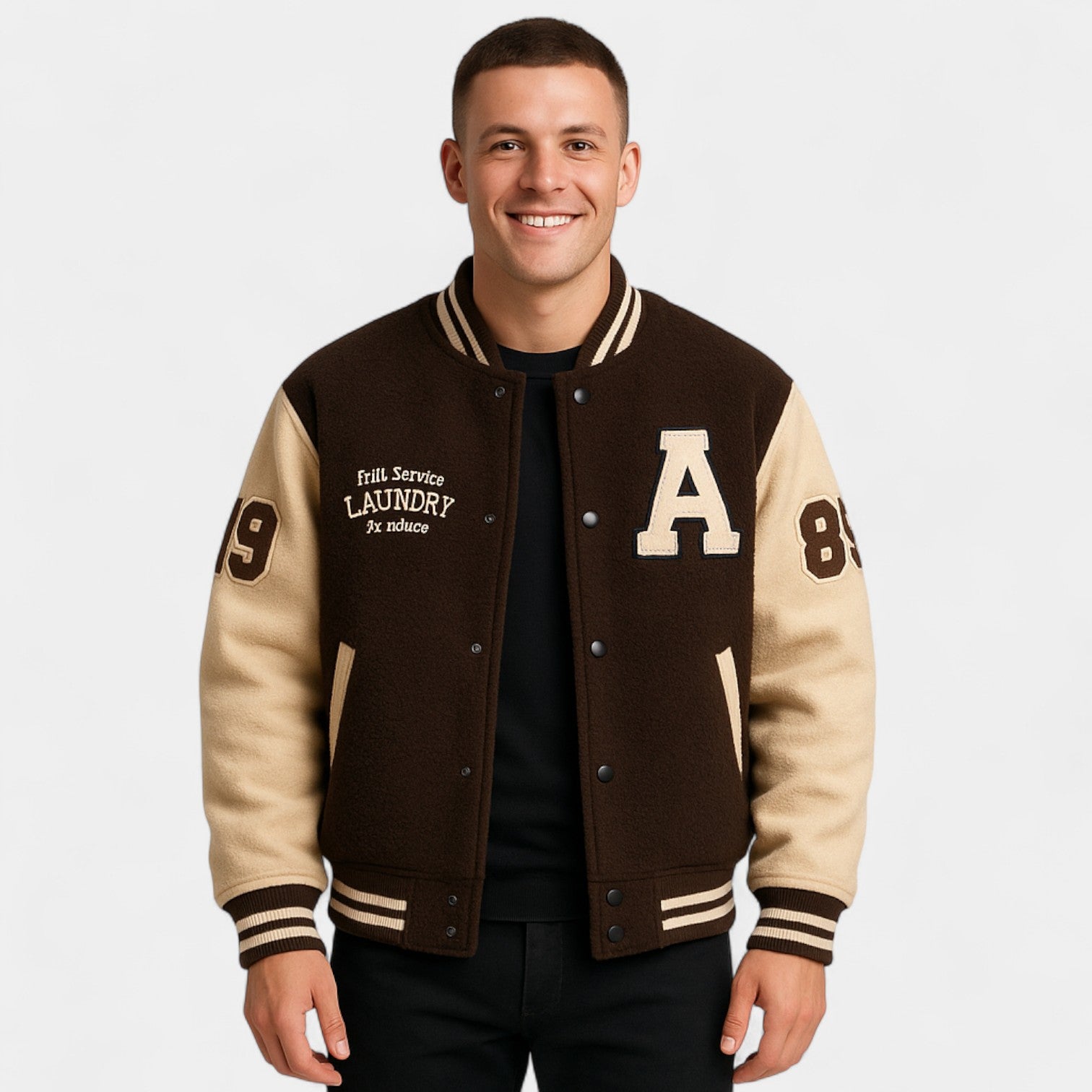 Riche | Veste homme varsity en cachemire – chaude, décontractée, silhouette raffinée