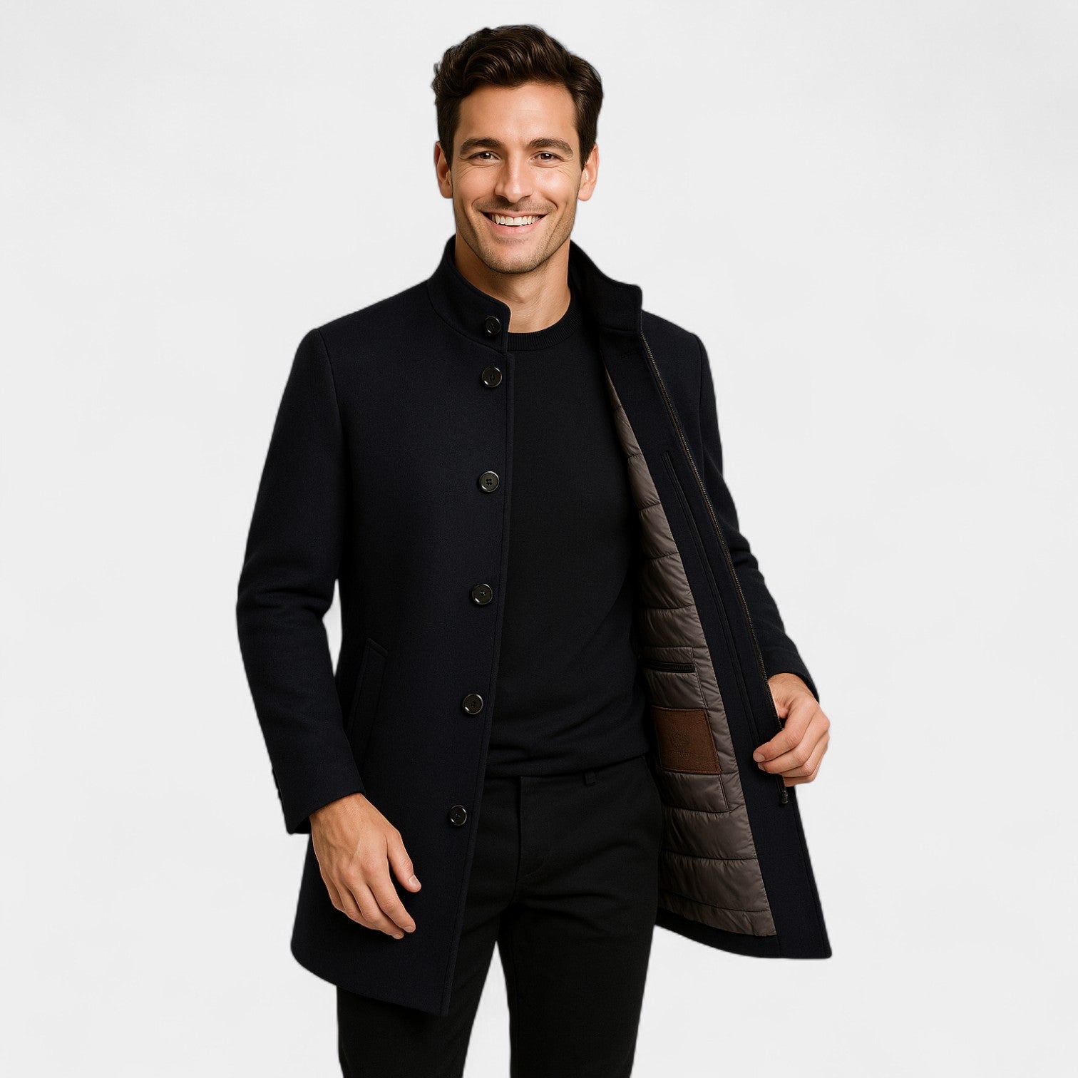 Riche | Manteau trench parka homme en laine mérinos – Gilet amovible, chaleur hivernale