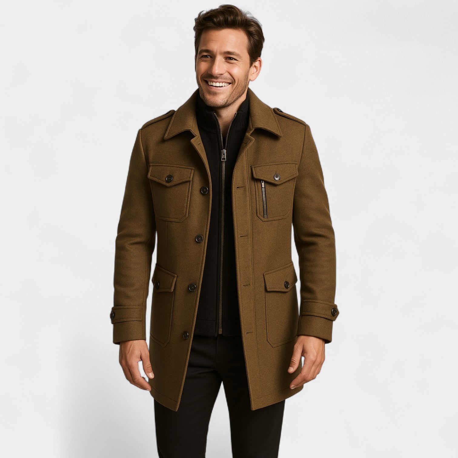 Riche | Manteau homme laine double col trenchcoat – ajusté, raffiné, silhouette intemporelle