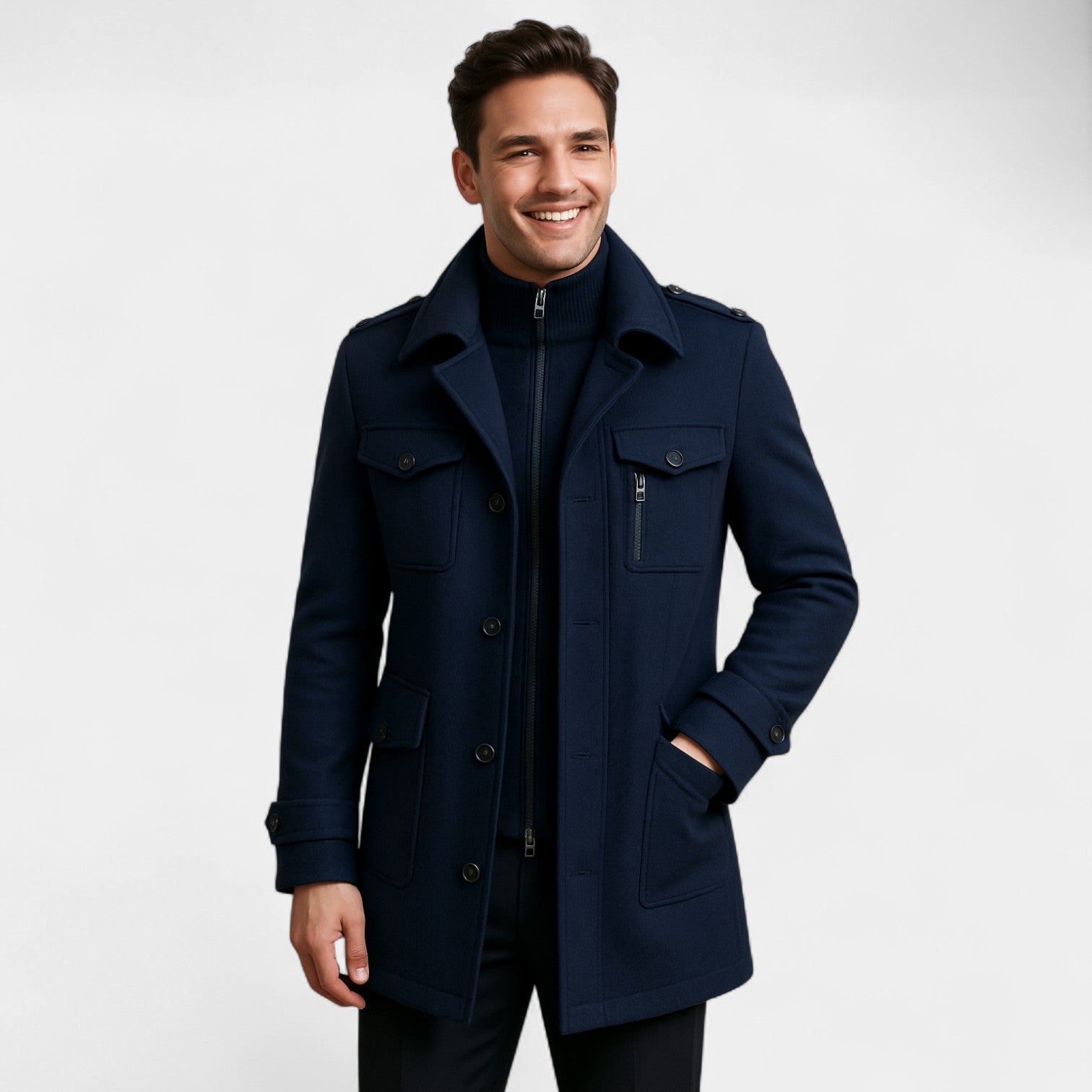 Riche | Manteau homme laine double col trenchcoat – ajusté, raffiné, silhouette intemporelle
