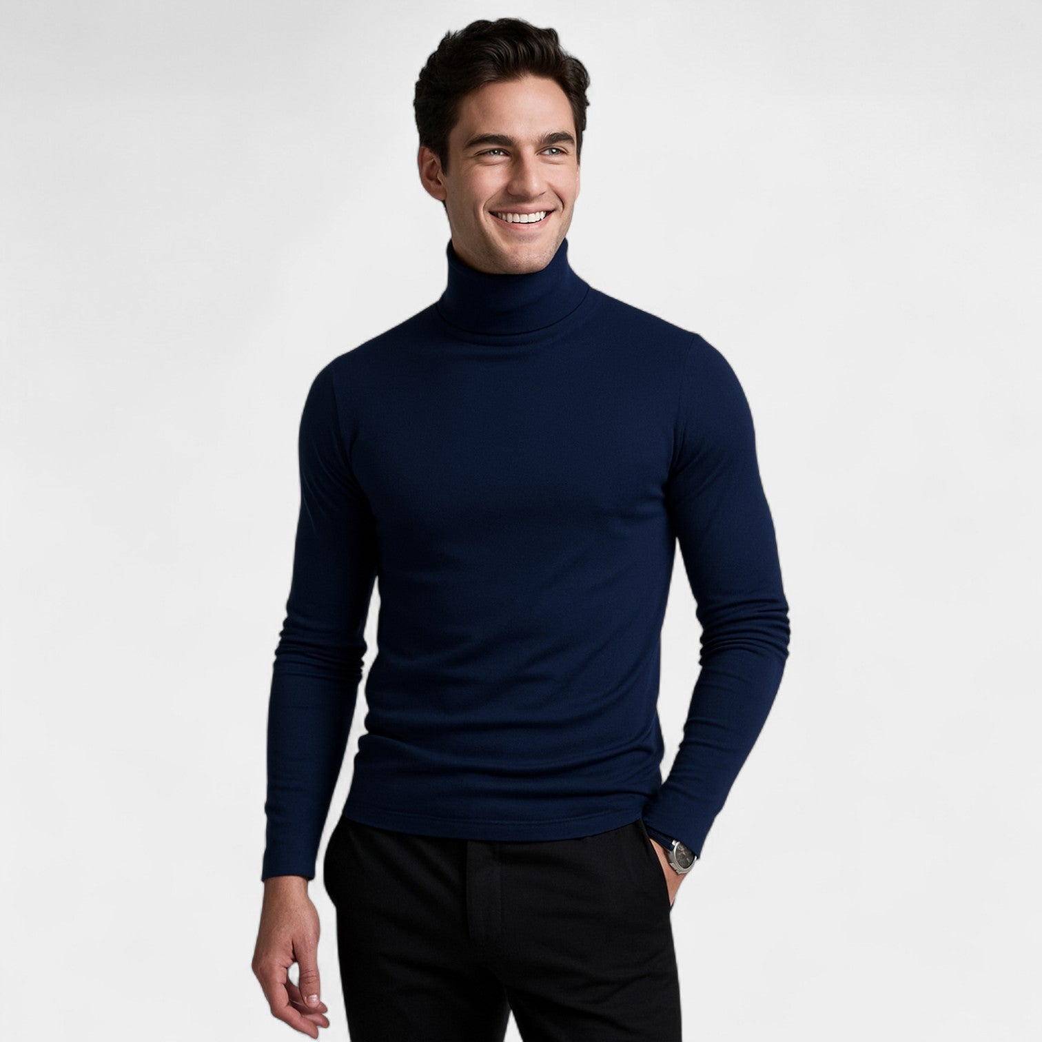 Riche | Lot de 3 pulls col roulé homme slim manches longues – élégants, raffinés, essentiels du quotidien