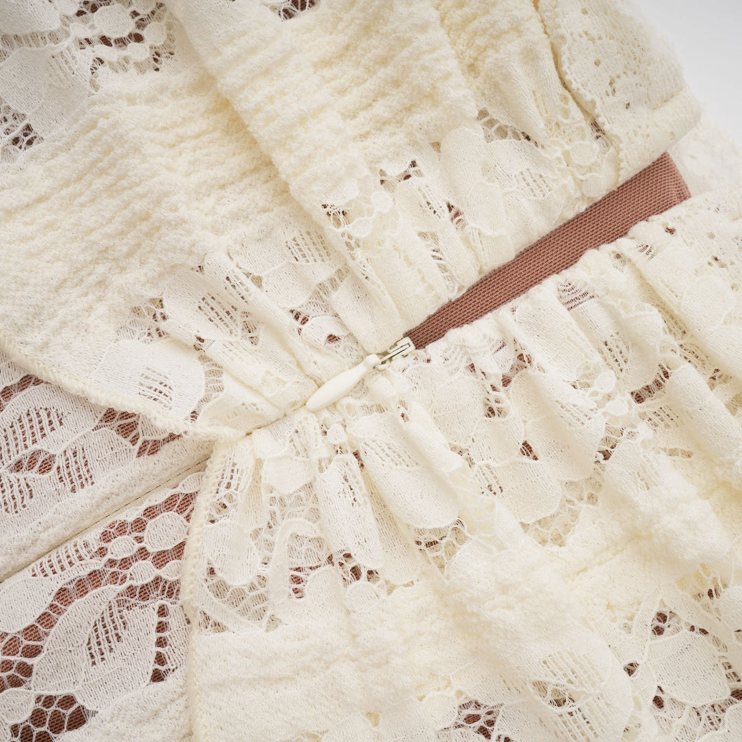 Robe Maxi Femme Dentelle Épaules Dénudées – Manches Longues Ourlet Évasé