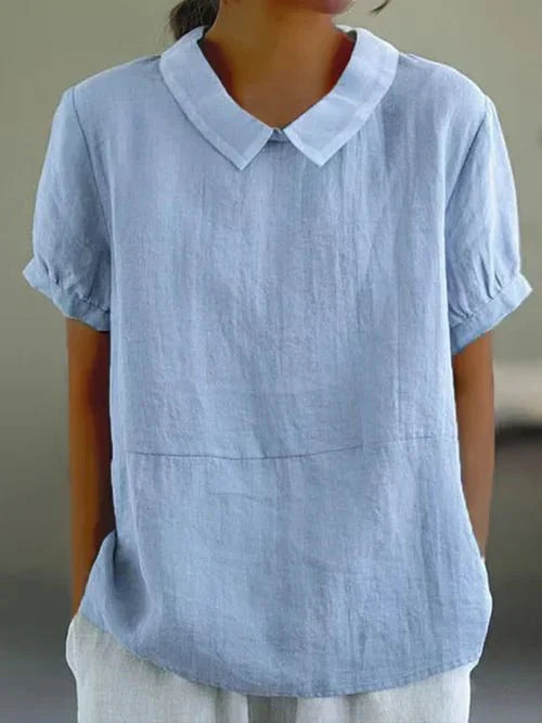 Blouse Femme en Coton à Manches Courtes – Coupe Fluide Légère