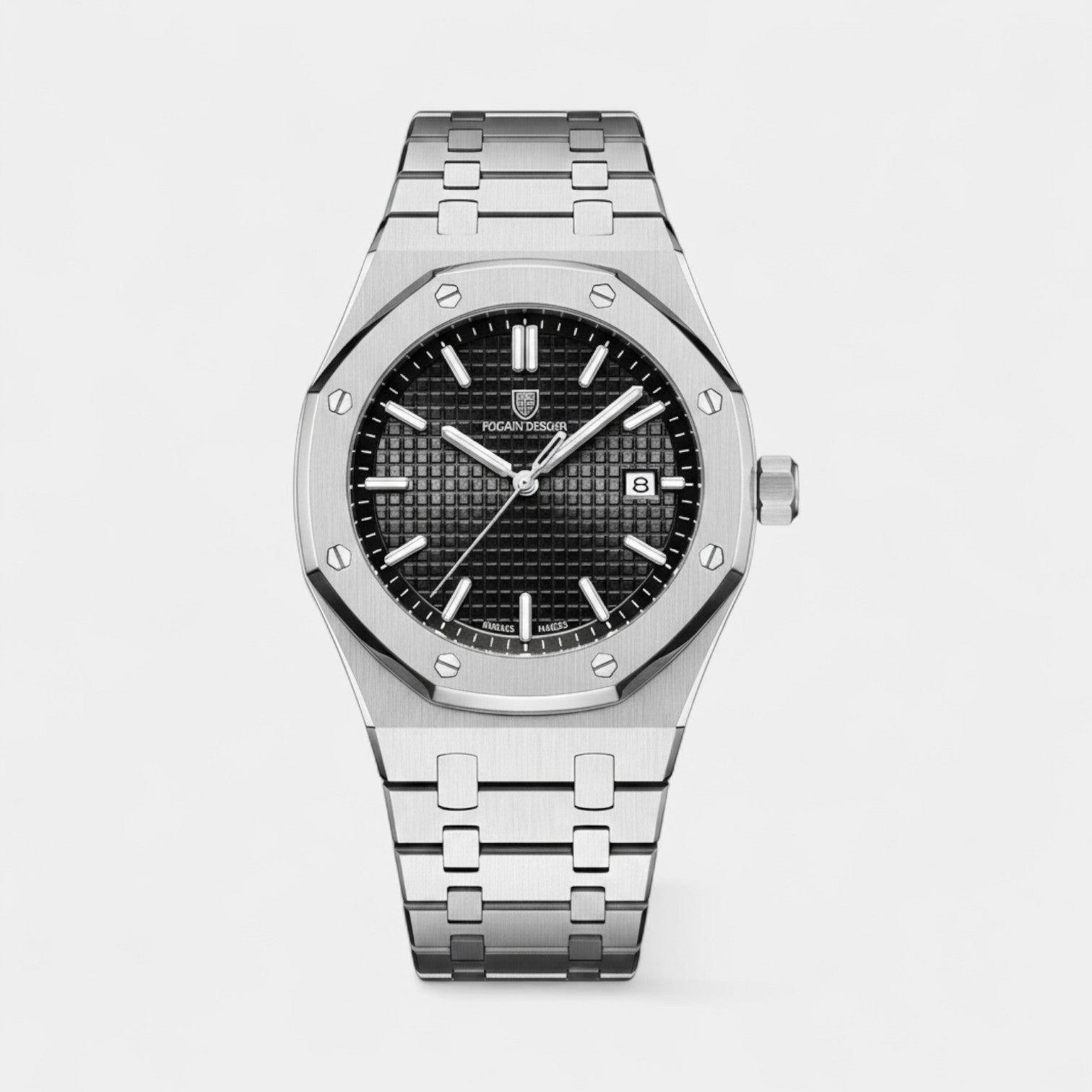 Riche | Montre pour Homme Acier Inoxydable Argentée – Quartz Lumineuse et Étanche 42 mm