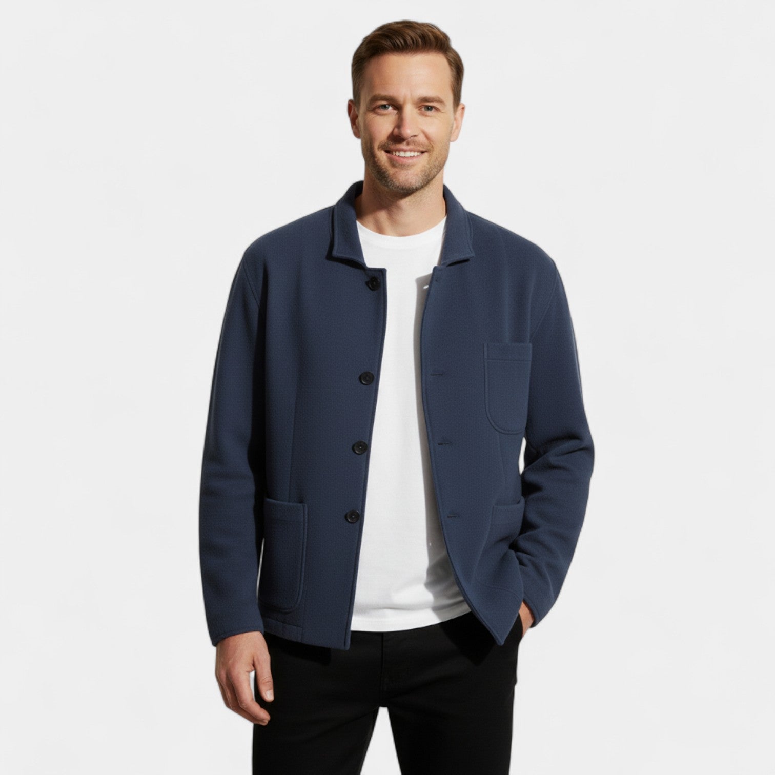 Riche | Blazer Homme Uni en Matière Technique – Coupe Moderne à Revers