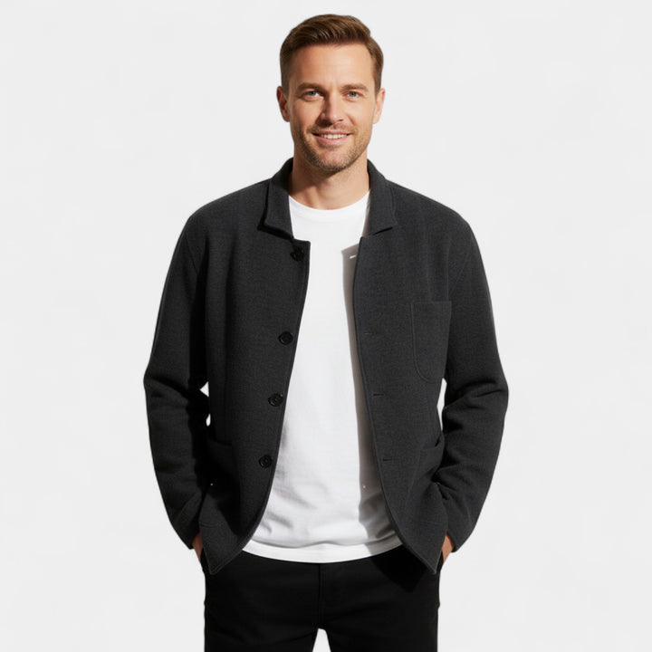 Riche | Einfarbiger Herrenblazer aus Funktionsmaterial – Moderner Schnitt mit Revers