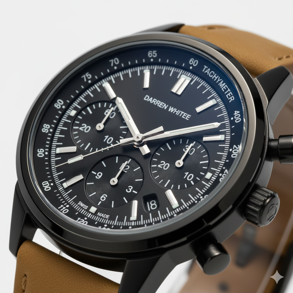 Riche | Montre pour Homme Bracelet Cuir – Quartz Chronographe Étanche 40,5 mm