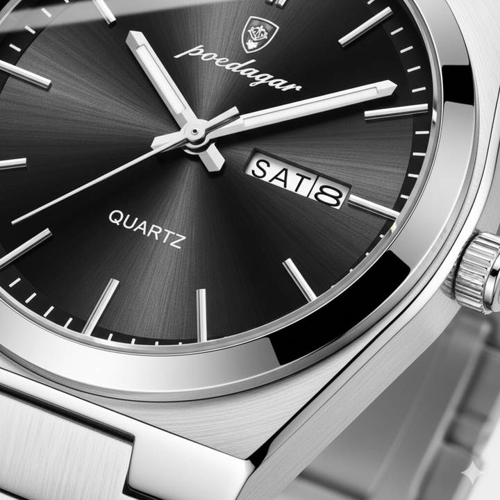 Riche | Ultraflache Herrenuhr aus Edelstahl – Leuchtend und wasserdicht, 41 mm