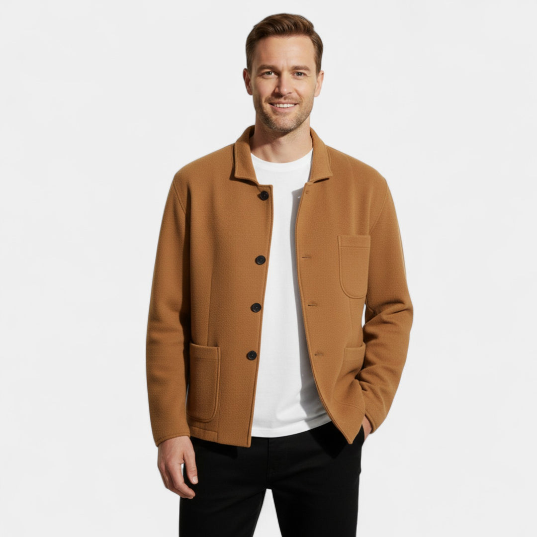 Riche | Einfarbiger Herrenblazer aus Funktionsmaterial – Moderner Schnitt mit Revers