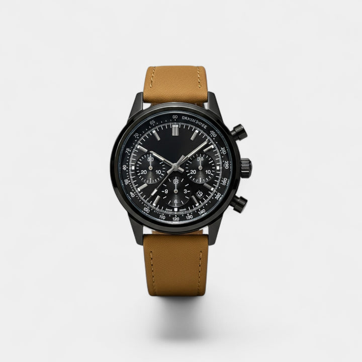 Riche | Montre pour Homme Bracelet Cuir – Quartz Chronographe Étanche 40,5 mm