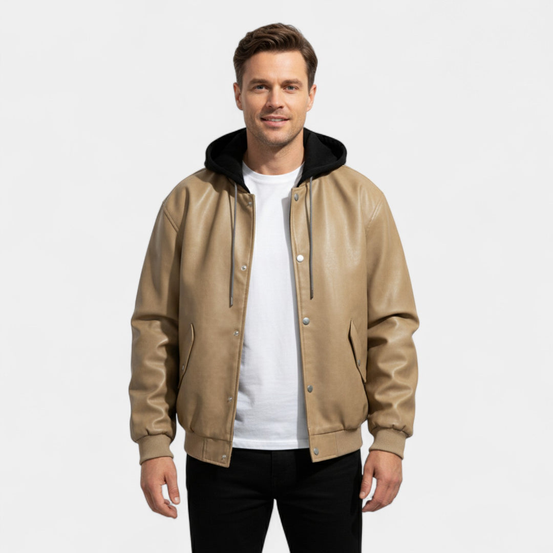 Riche | Blouson Varsity Homme Cuir Rétro – Effet Deux Pièces Moderne
