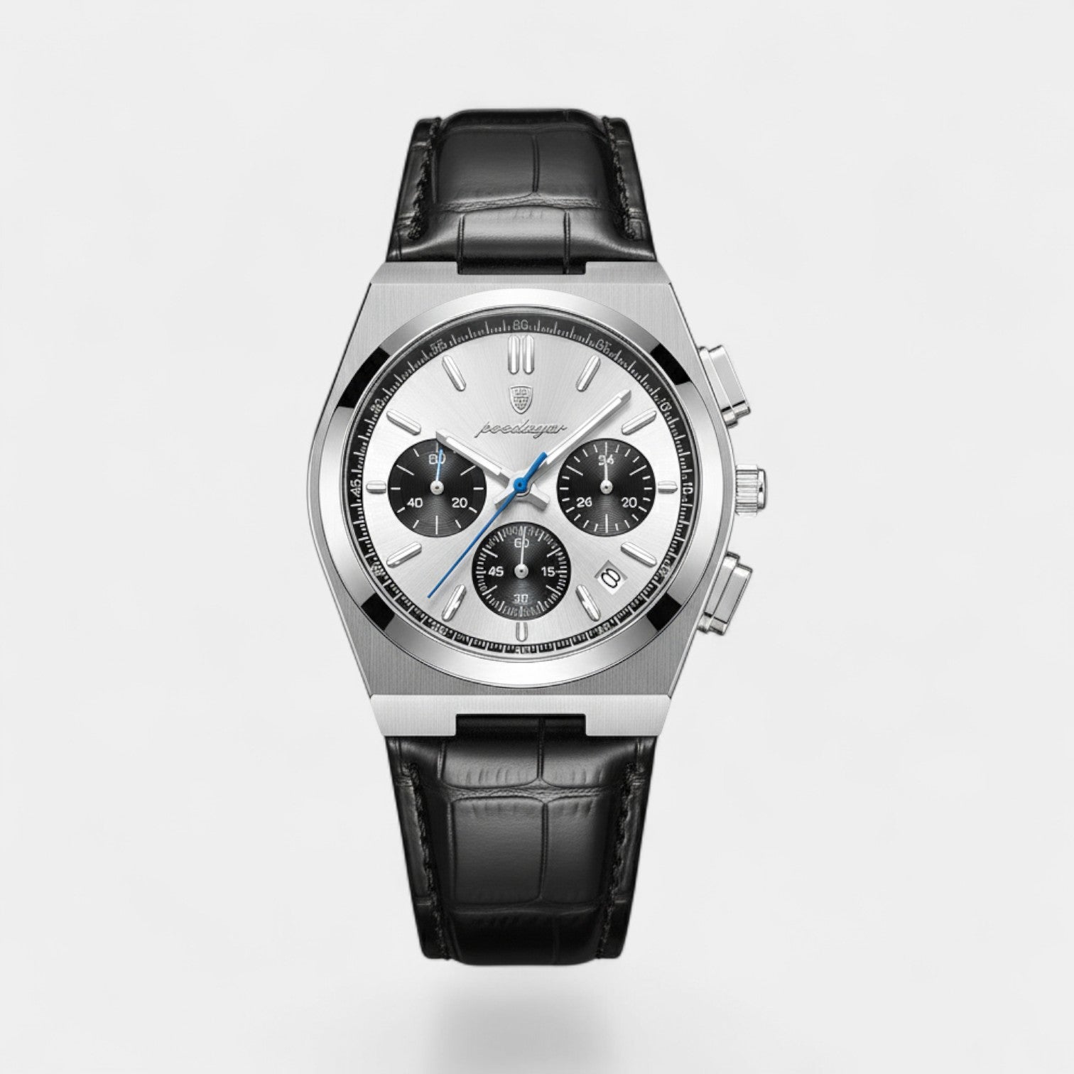 Riche | Montre pour Homme en Cuir Noir – Quartz 41 mm Multi-Fonction