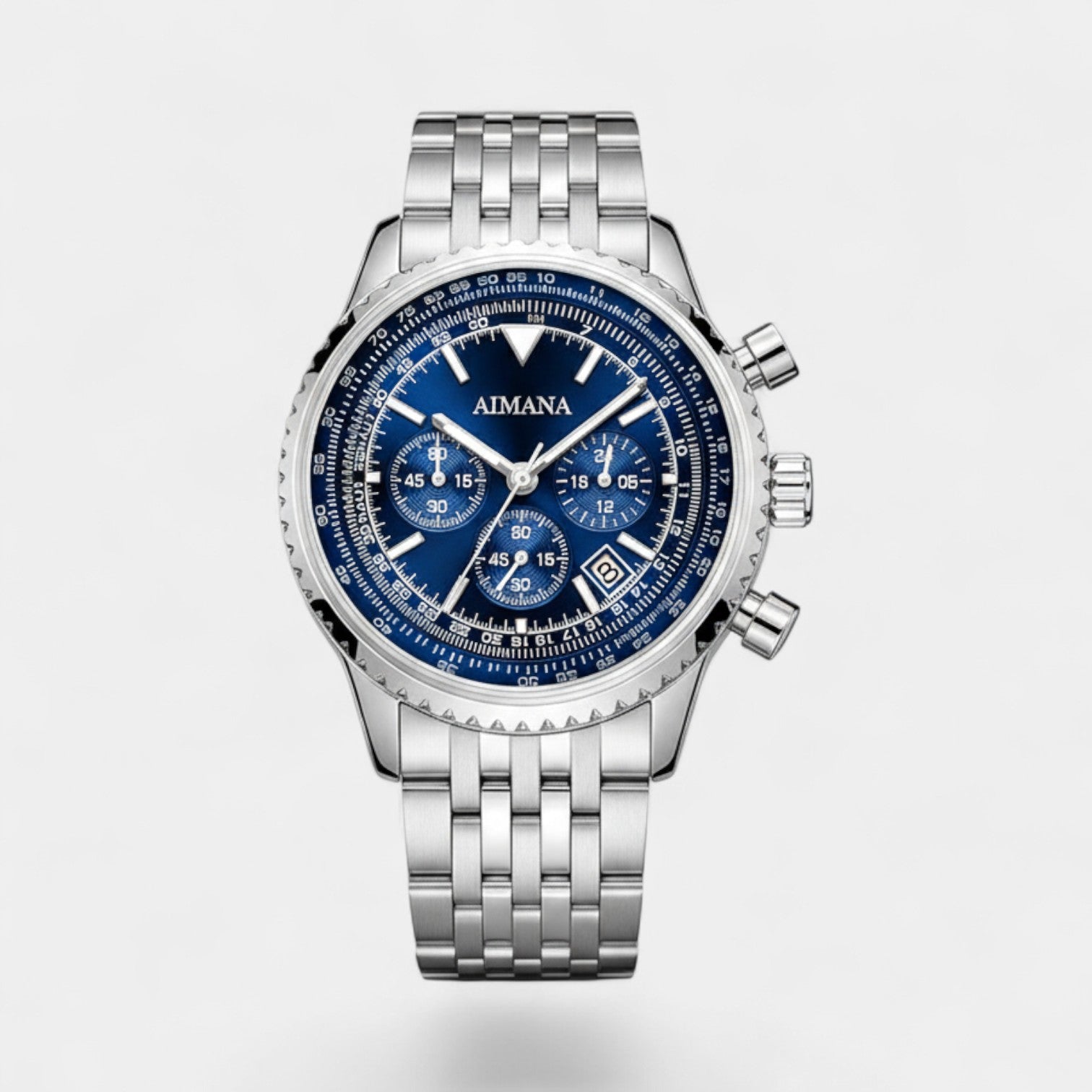 Riche | Montre pour Homme Acier Inoxydable – Quartz Chronographe Lumineuse et Étanche 43 mm