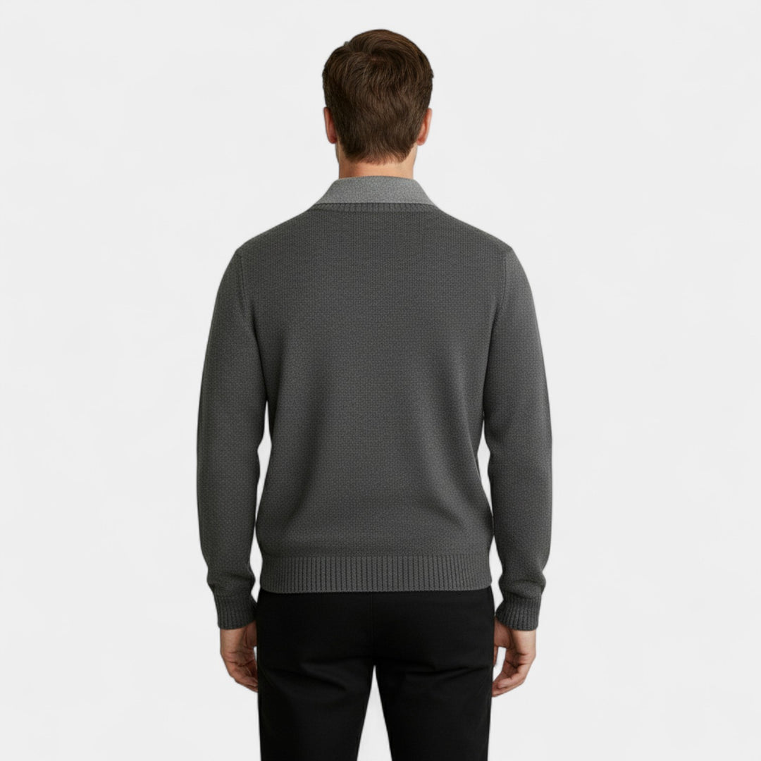 Riche | Herren-Strickpullover im Polo-Stil – V-Ausschnitt im Zweiteiler-Look